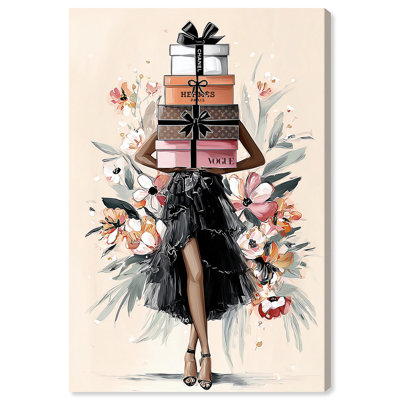 Her Blossoming Gift Stack Canvas Print Fashion Art Prints by Art Remedy, Gallery Wrapped, 36 x 54