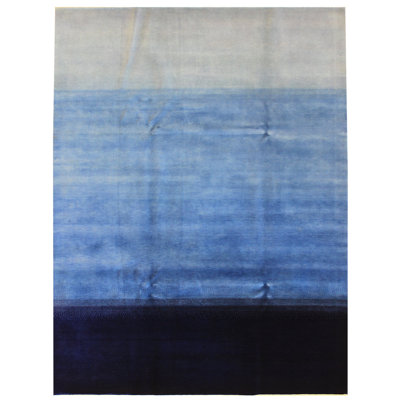Gabbeh Wool Ombre Area Rug in Blue