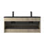  Meuble-lavabo double mural 48 po avec plateau en résine noire et 2 tiroirs modernes pour petite salle de bain-1672930529