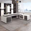 Bureau 110,24 "moderne en L noir et blanc minimaliste-129574255