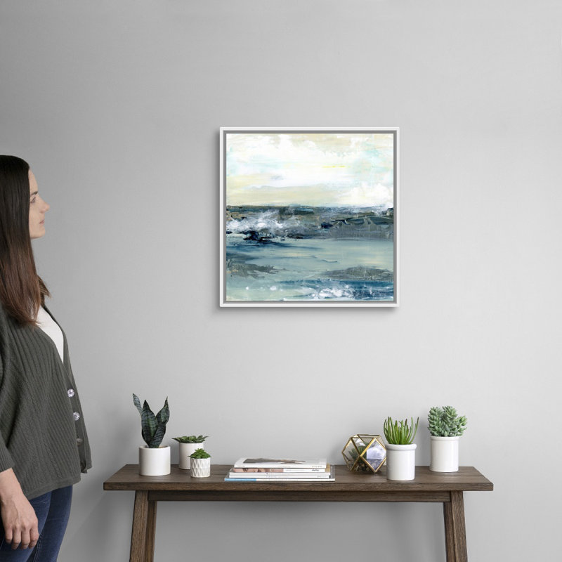 Coastal Blues I by Lila Bramma - Painting on Canvas, White Floating Frame Canvas, 22" H x 22" W x 1.75" D