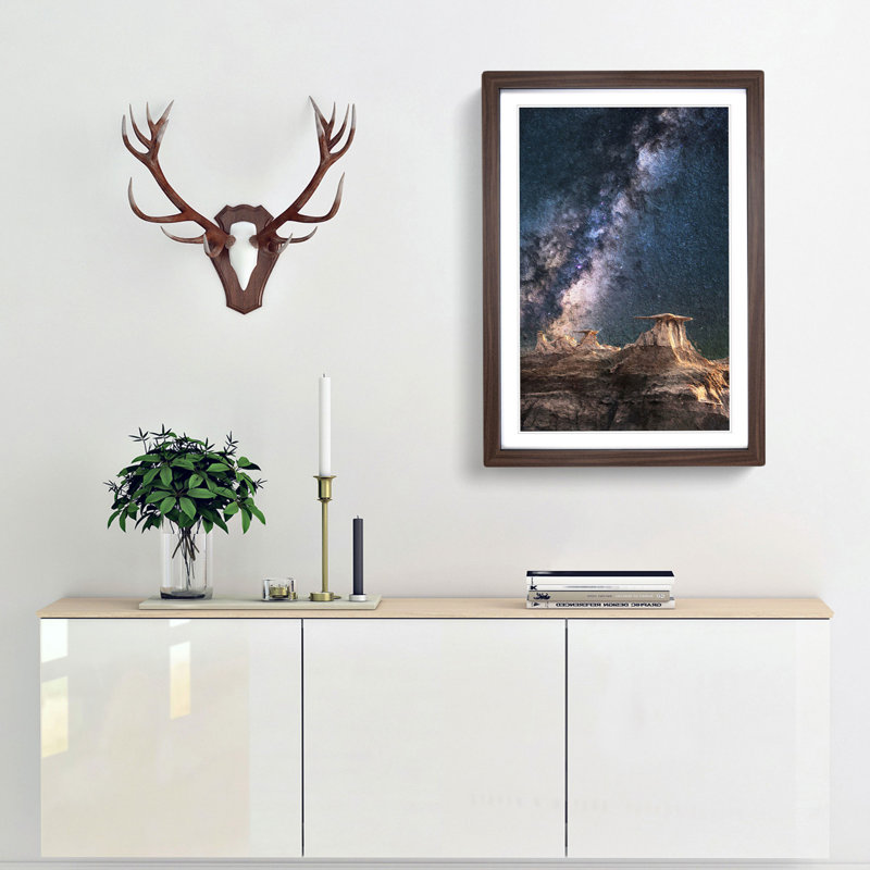 Starlight over Desert Rocks - Framed Print, 65cm H x 48cm W x 2cm D, Walnut Framed