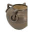 Vase rond en céramique 8 po x 8 po x 7 po avec finition en glacis réactif bronze et poignées en anneau sculpturales