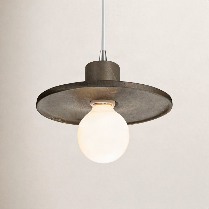 Luminaire suspendu simple Leni, Ardoise rouge Tierra, Nickel brossé
