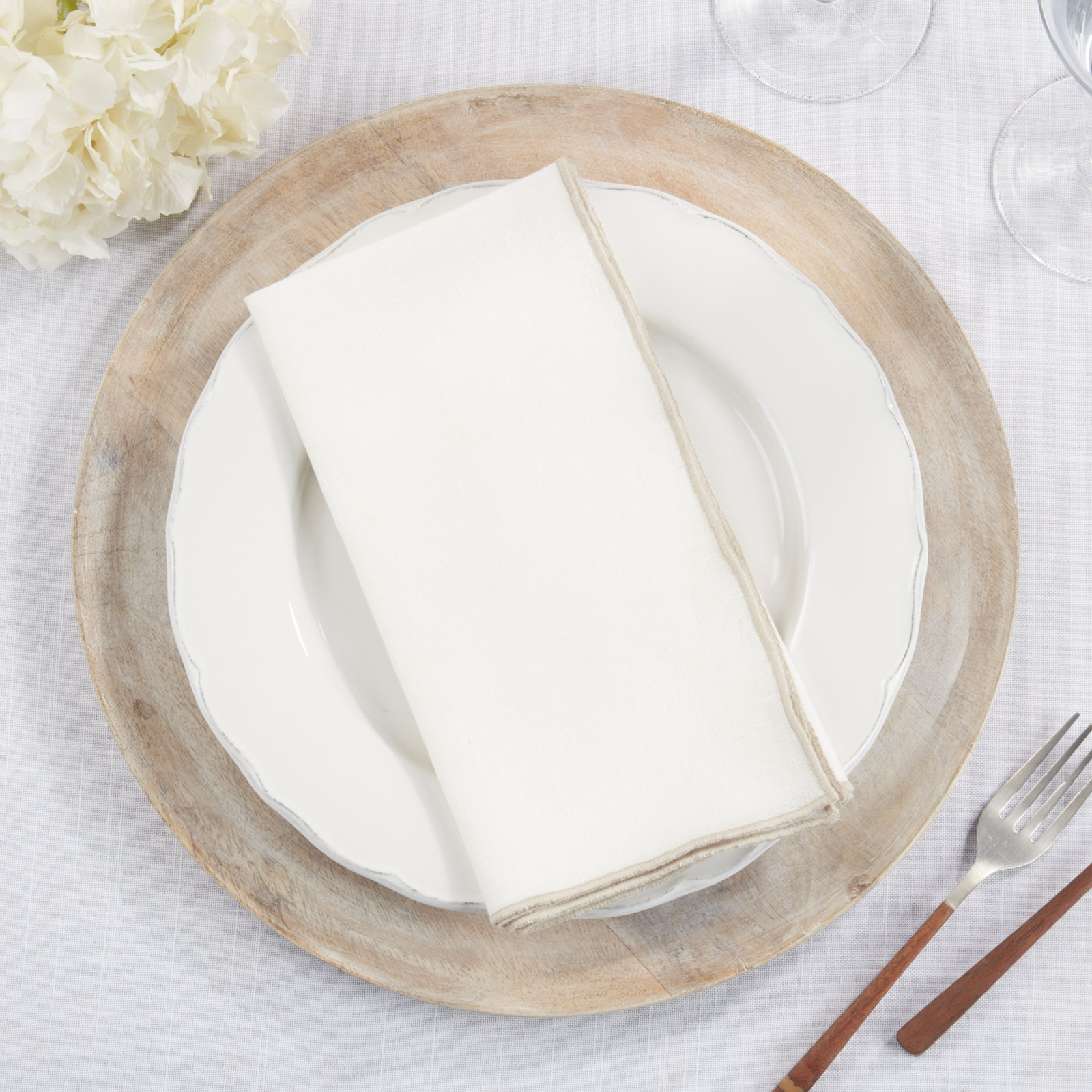 Dartmouth Reversible Linen Napkin, Ivory