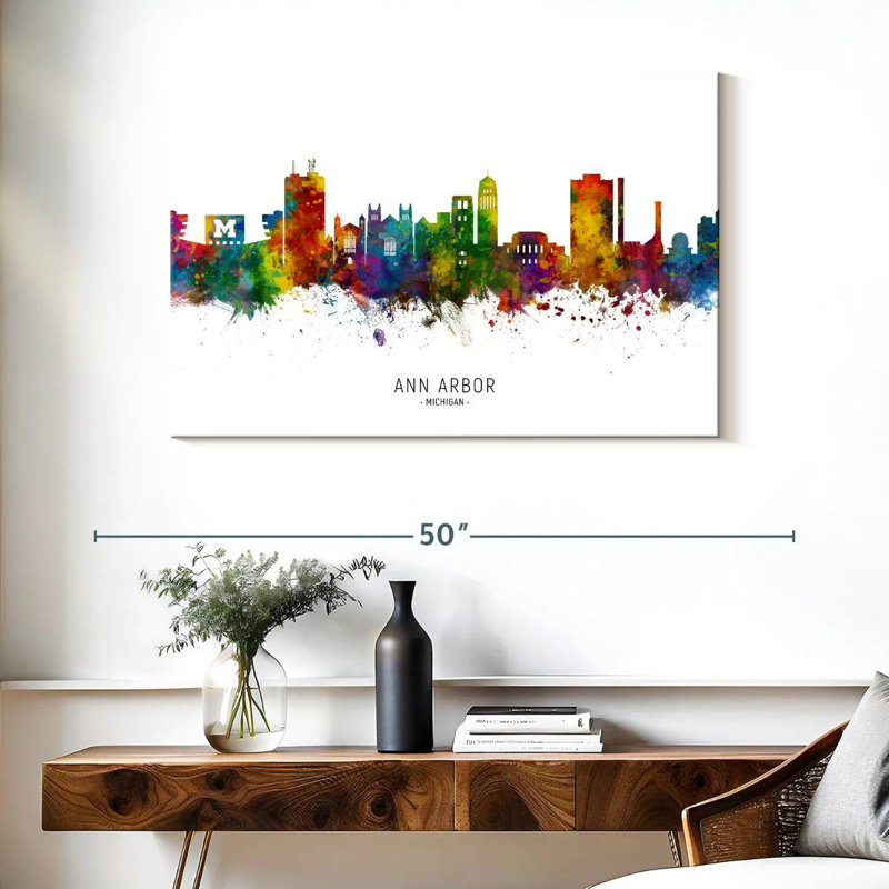 Nicci Ann Arbor Michigan Skyline I, 26" H x 39" W