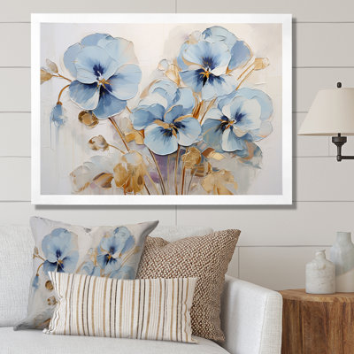 «Blue and Gold Minimalisme Pansy Delight» sur impression sur toile