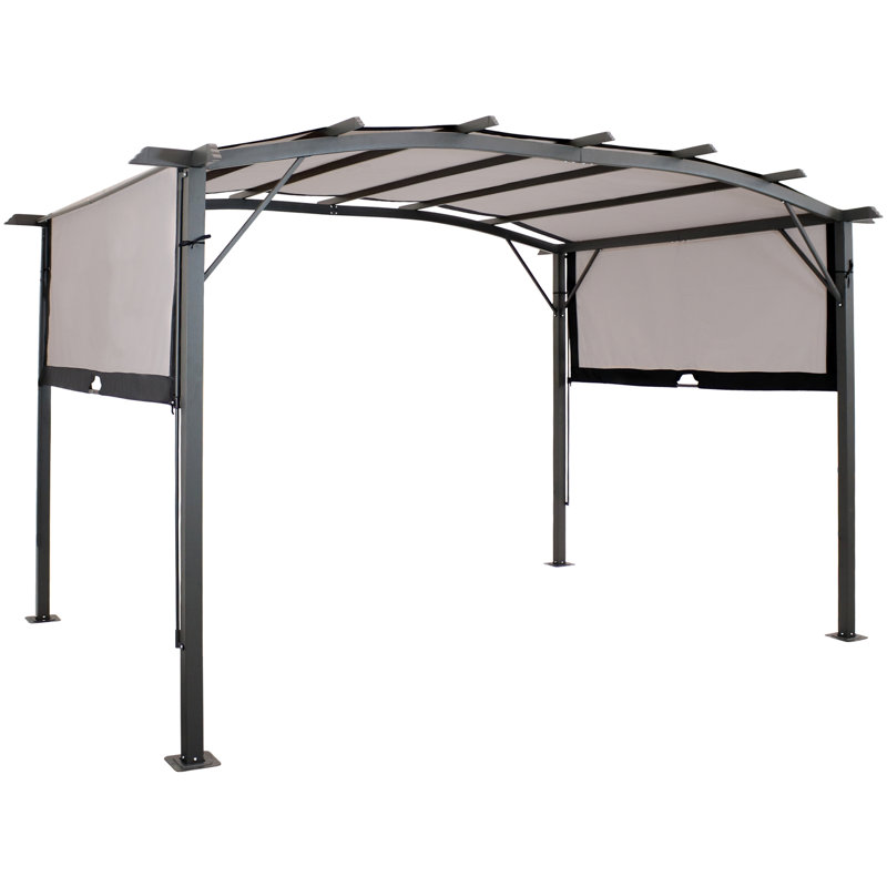 12 Ft. W x 9 Ft. D Steel Pergola with Canopy, Gray