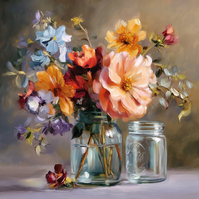 «Painterly Floral Still Life II», art mural sur toile tendue, L 30 po x H 30 po x P 1,5 po