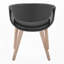 Chaise de salle à manger rembourrée en bois blanchi et similicuir noir, ensemble de 2-1438348568