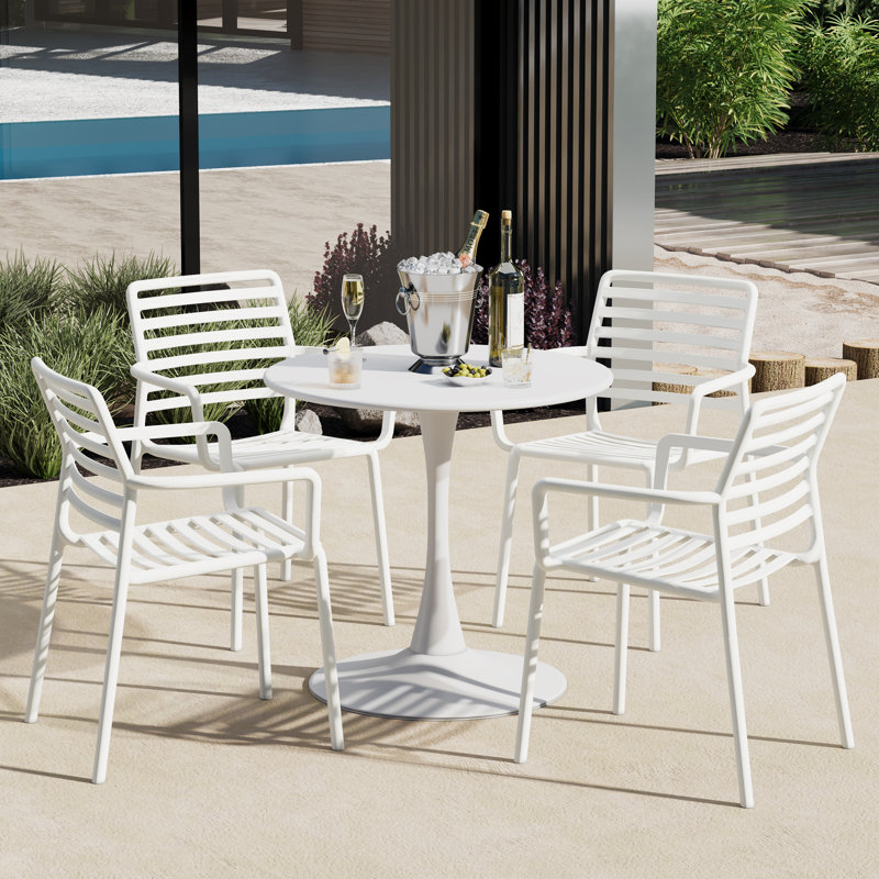 Ensemble repas extérieur pour 4 personnes, Blanc