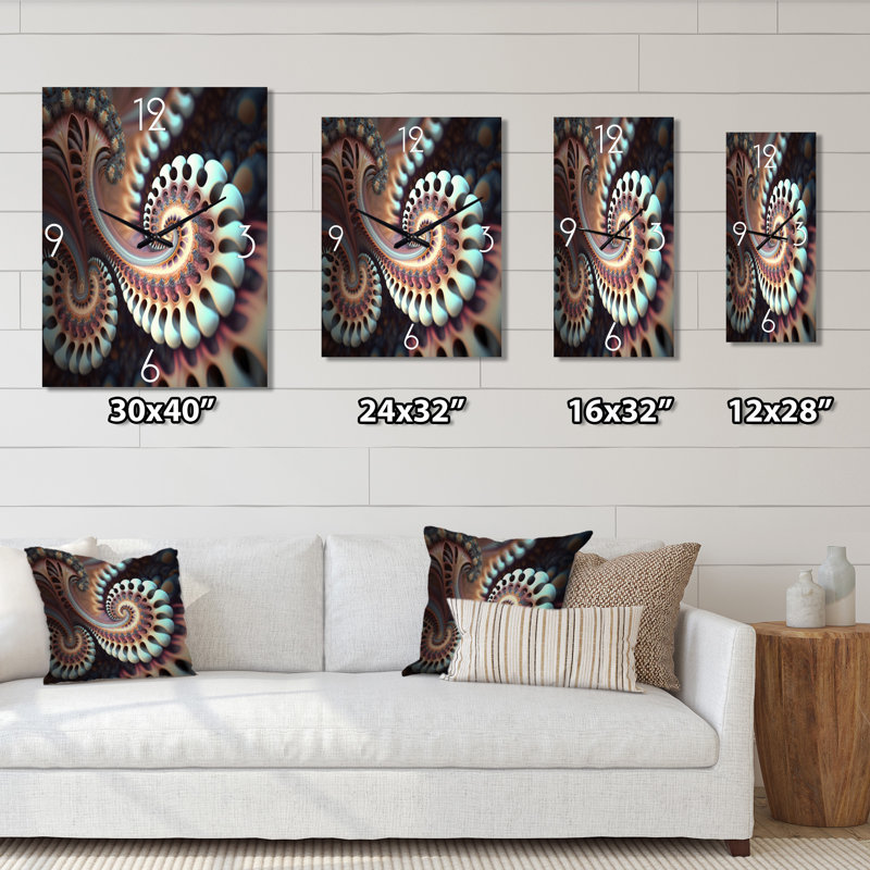 Pastel Fractal Infinity II - Horloges murales géométriques modernes, Médium