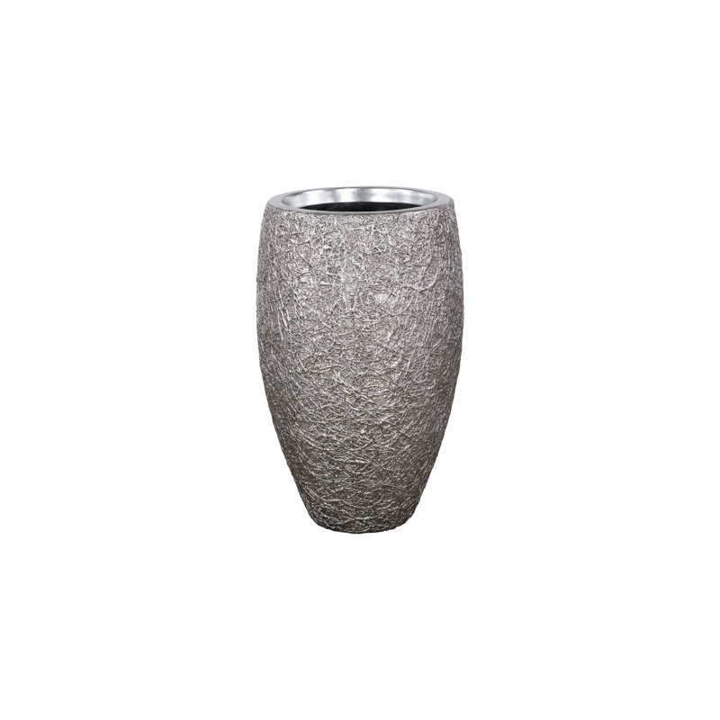 String Theory Resin Pot Planter, 24" H x 14" W x 14" D, Silver