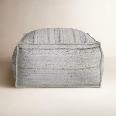 Paulie 25" Wide Square Striped Pouf Ottoman by Birch Lane
