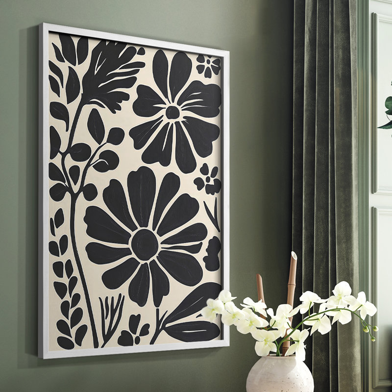 Impression florale encadrée Floral prêt à accrocher, fabriquée aux États-Unis, H 29 po x l 23 po, Blanc