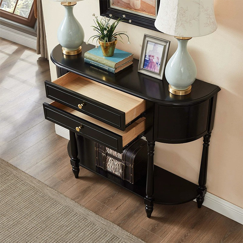 Console noire en bois massif