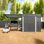 Remise de rangement en métal 12 x 4 pi Lean-To avec pergola, remise à outils à double porte pour le patio