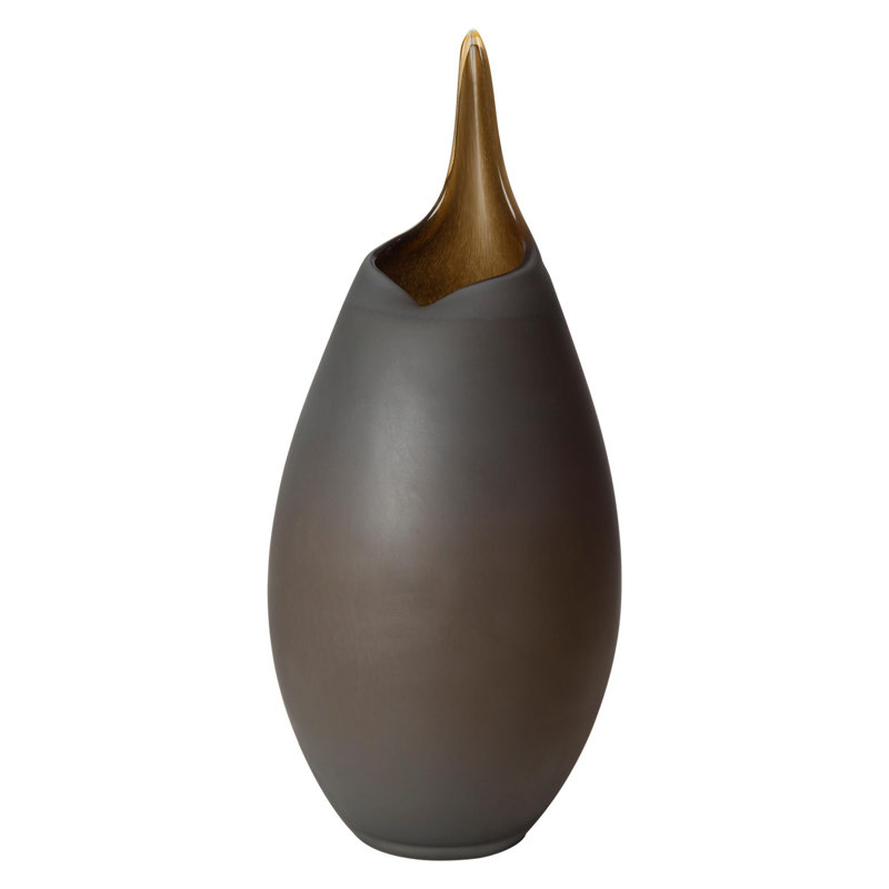Frosted Vase w/Amber Casing, 18.25" H x 7.25" W x 7.25" D, Gray