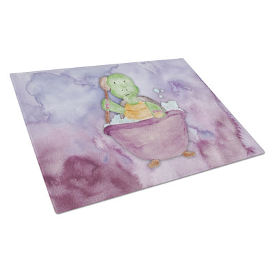 Caroline's Treasures Tempered Glass Turtle Bathing Watercolor Cutting Board