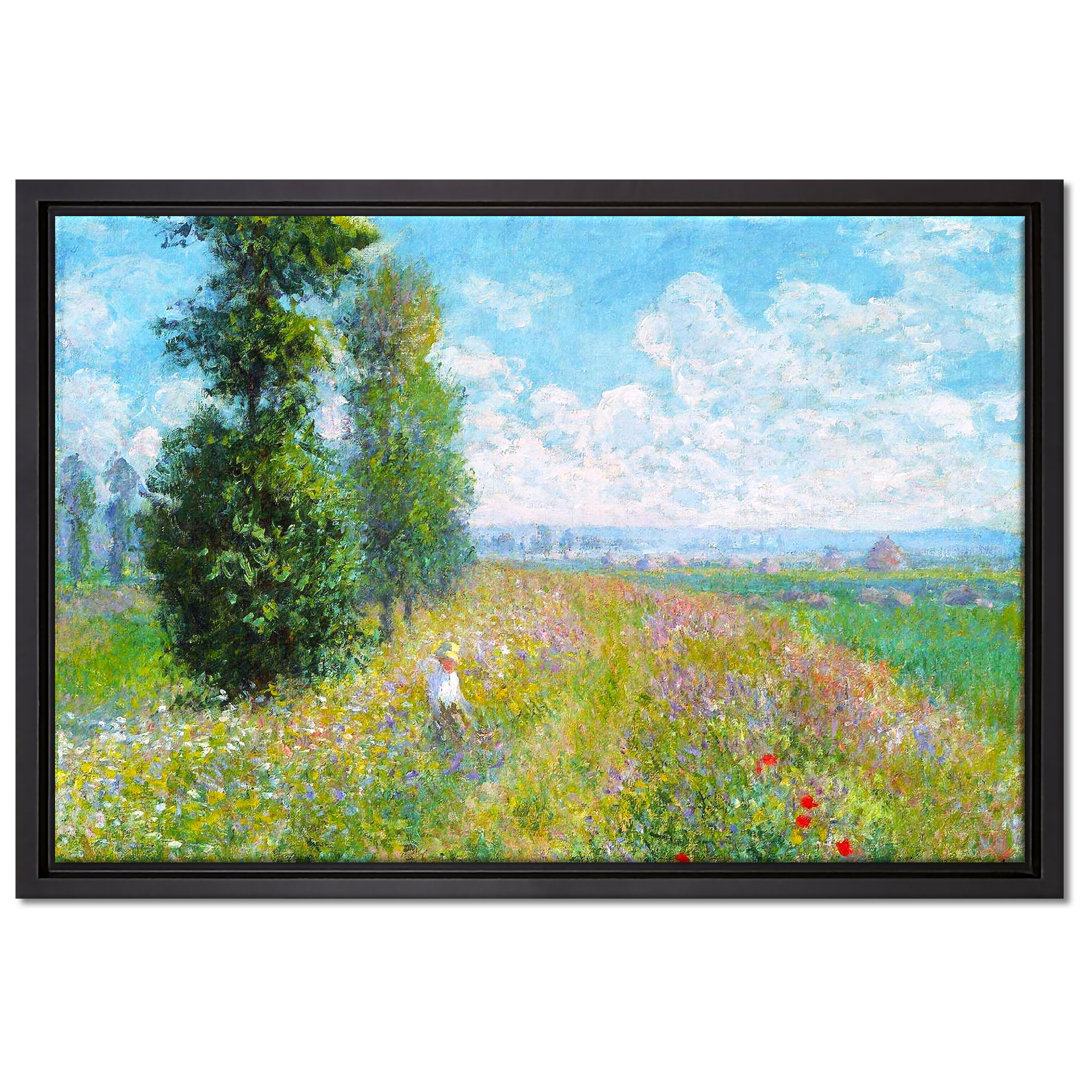 Gerahmtes Leinwandbild Meadow with Poplars von Claude Monet