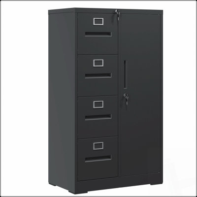Classeur vertical en métal durable avec serrure, 4 tiroirs et 1 porte pour une organisation sécurisée des documents dans divers environnements