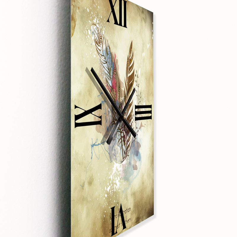 Fleurs beige rétro - horloge murale rétro, Petit