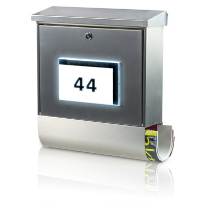 Malaga Galvanised Steel Wall Mounted Lockable Weatherproof Post Box & Intergrated Newspaper Holder
