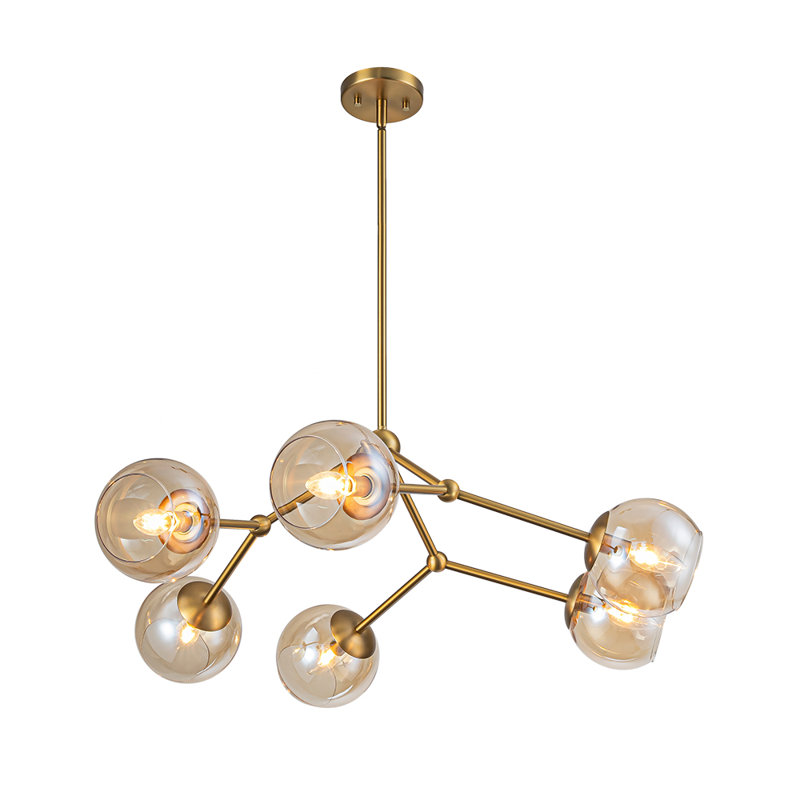 Luminaire suspendu sphérique en verre 6 lumières
