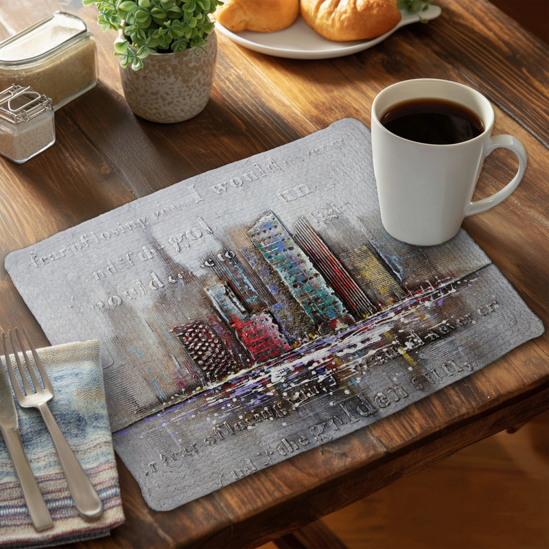 Ensemble de 4 napperons en polyester tressé Cityscape - Décoration intérieure
