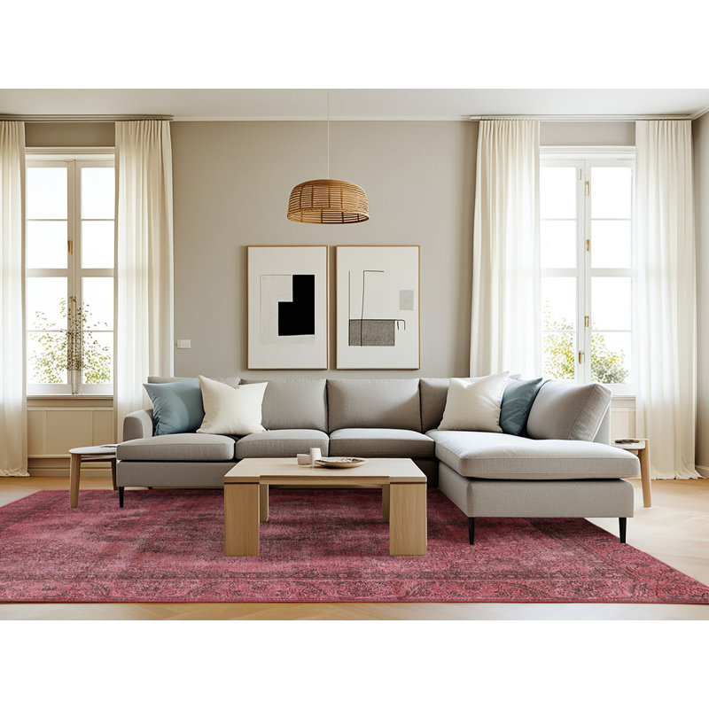 Tapis 100% Mid-Century moderne lavable à la machine 3148, Rectangle 8 pi x 12 pi