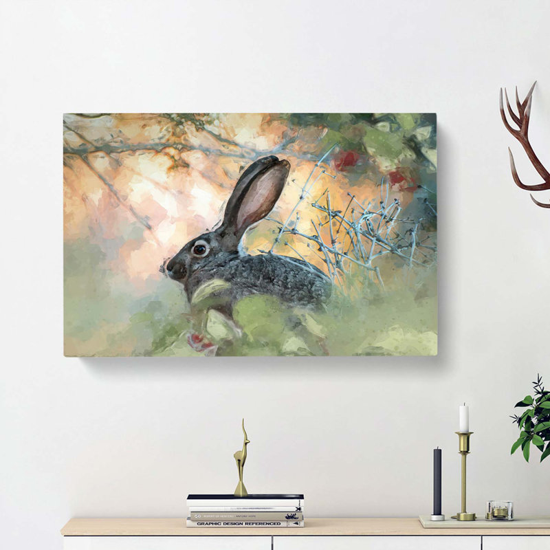 Hare In The Bushes In Abstract - Wrapped Canvas, 35cm H x 50cm W x 3cm D
