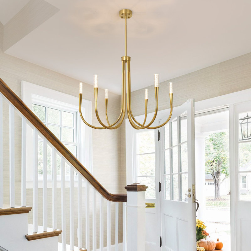 6-Light Candle Style LED Chandelier, Gold