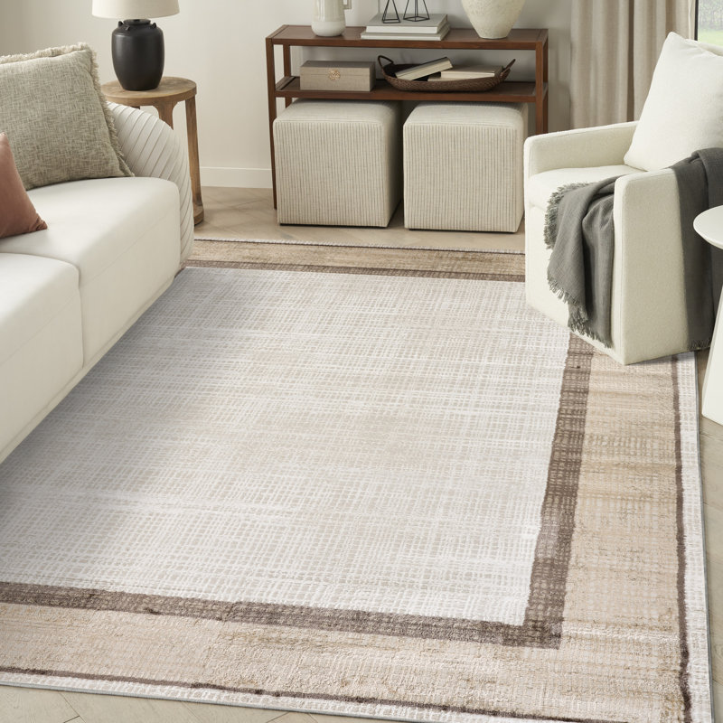 Leuchte Ivory Brown Modern Indoor Rug, Rectangle 7'10" x 9'10"