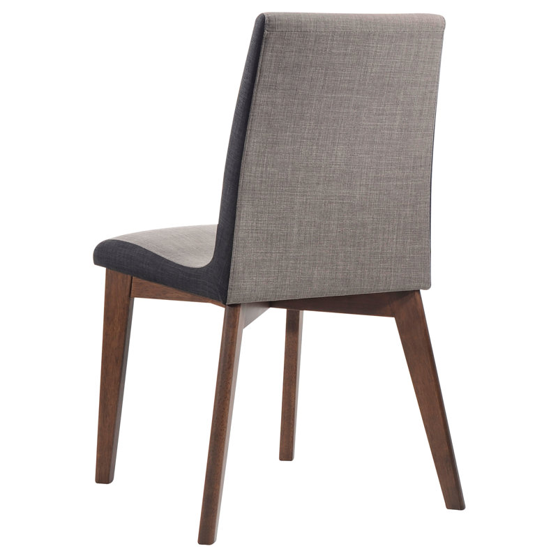 Table de salle à manger de style Mid-Century moderne de 7 pièces, table rectangulaire en noyer naturel avec feuille de papillon, sièges latéraux rembourrés élégants gris pour un repas délicieux