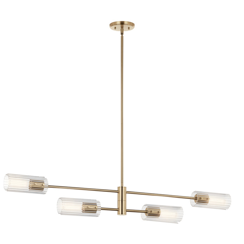 Lustre linéaire 4 lumières 47,50 ", Laiton