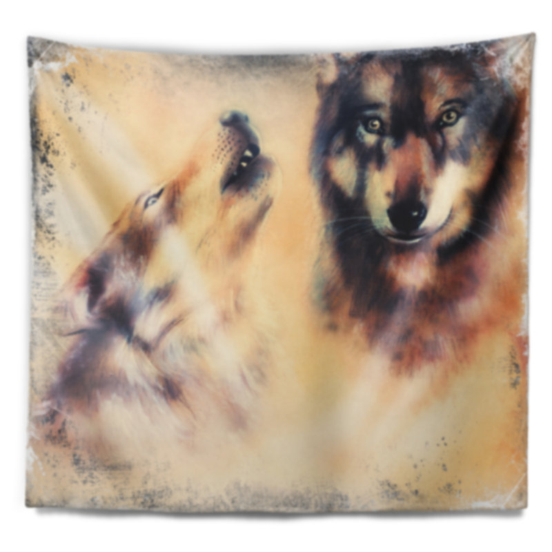 Tapisserie de loup hurlant Animal, H 78 po x l 92 po