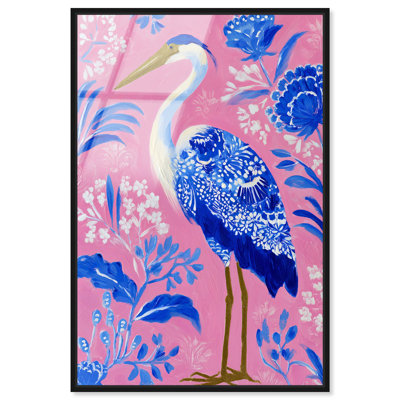 «Blue Glaze Pelican I», impression sur toile encadrée par Art Remedy, cadre noir, 16 x 24