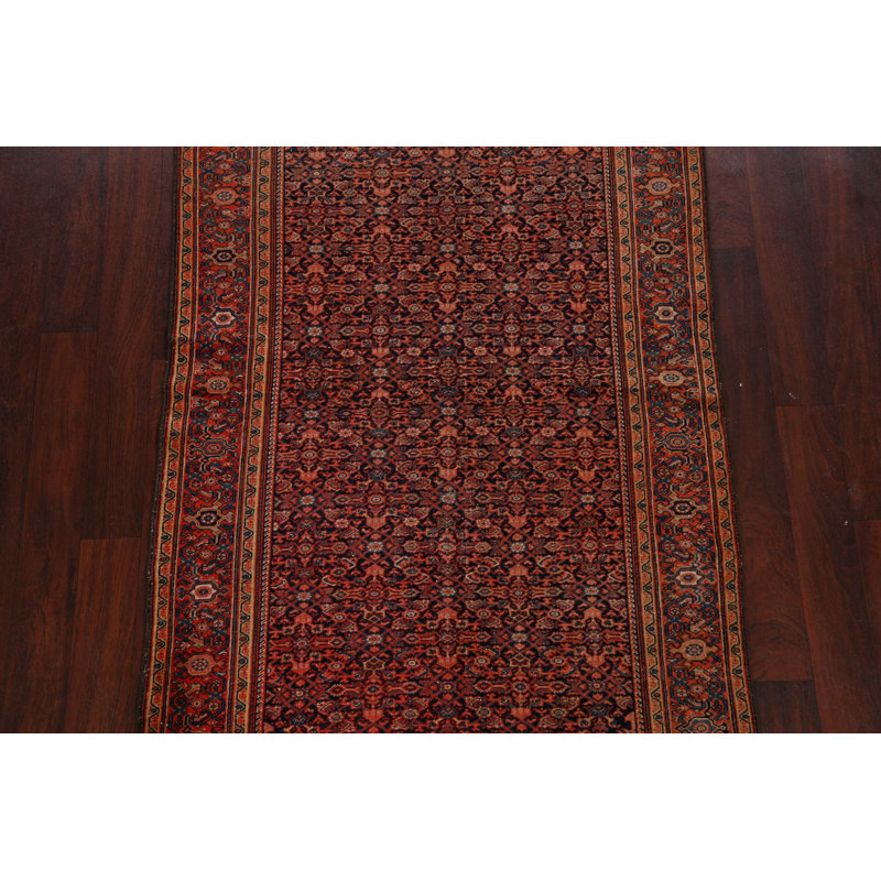 Tapis de style persan Sarouk Farahan pré-1900 à teinture végétale antique noué à la main 4 x 7