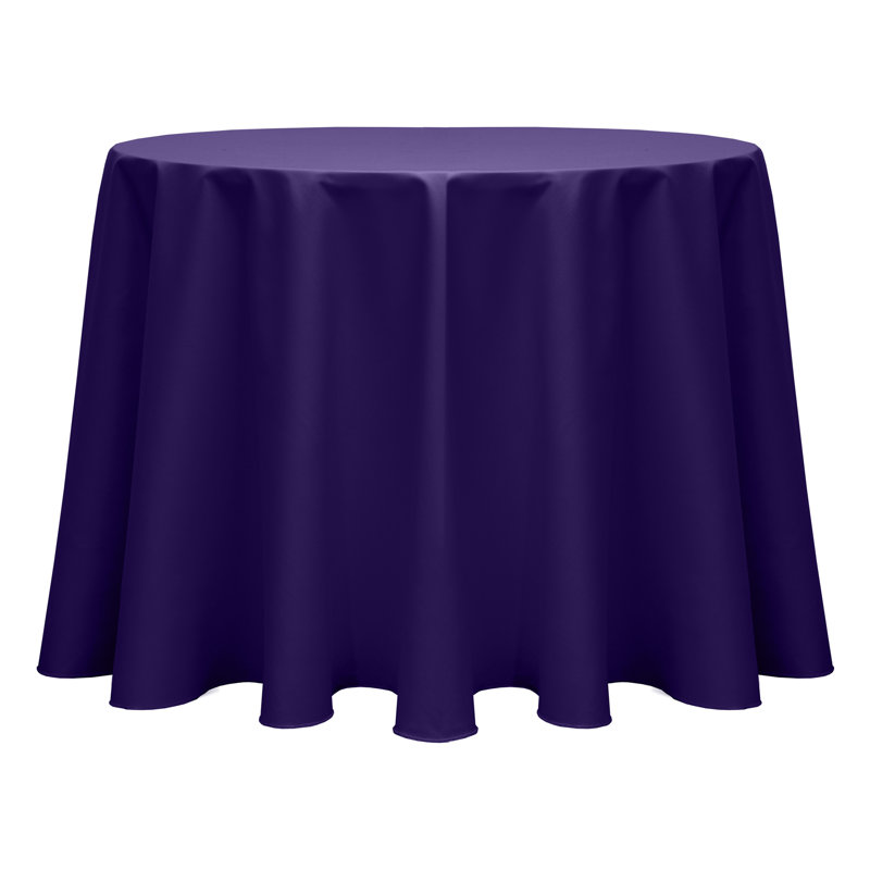 Cotton Twill Round Tablecloth, 120" L x 120" W, 3, Purple