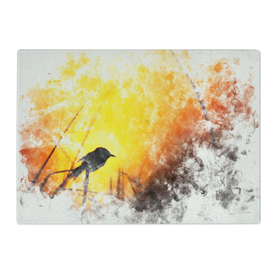 Tempered Glass Bird in the Sunset Chopping Board