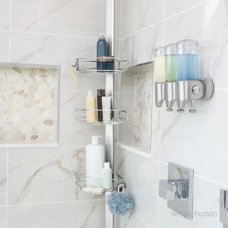 Simplehuman 8' Tension Shower Caddy, Stainless Steel and Anodized Aluminum