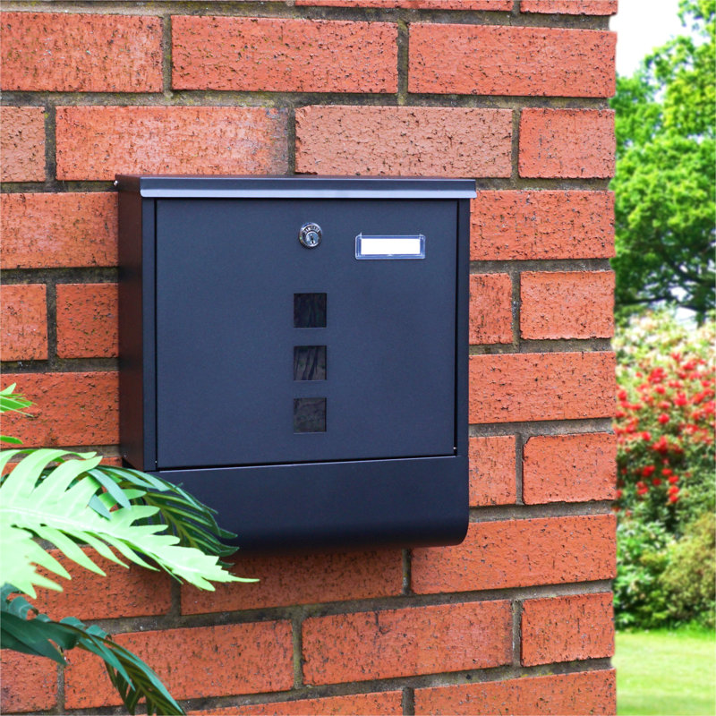 Eliphalet Metal Wall Mounted Post Box, Black
