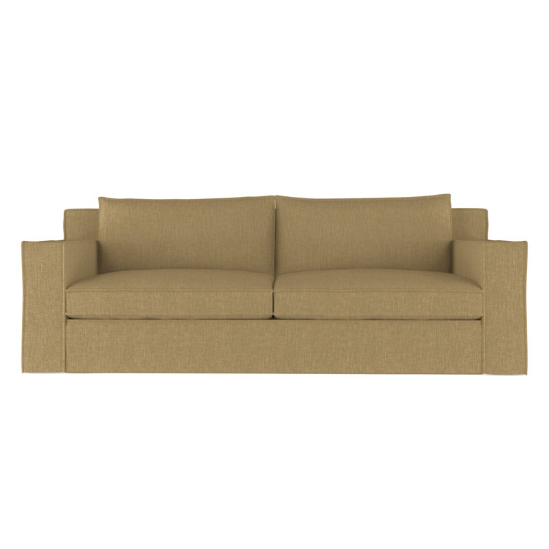 Canapé Mulberry, H 33 po x l 96 po x p 45 po, Tapis massepain en lin à tissage carré, Brun foncé