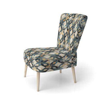 Carreaux marocains antiques beige et bleu - Chaise d'appoint rembourrée moderne, chaise d'appoint géométrique moderne