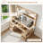 47" Large Natural Fluted Vanity Desk With Mirror & Adjustable Led Lights-1956595810