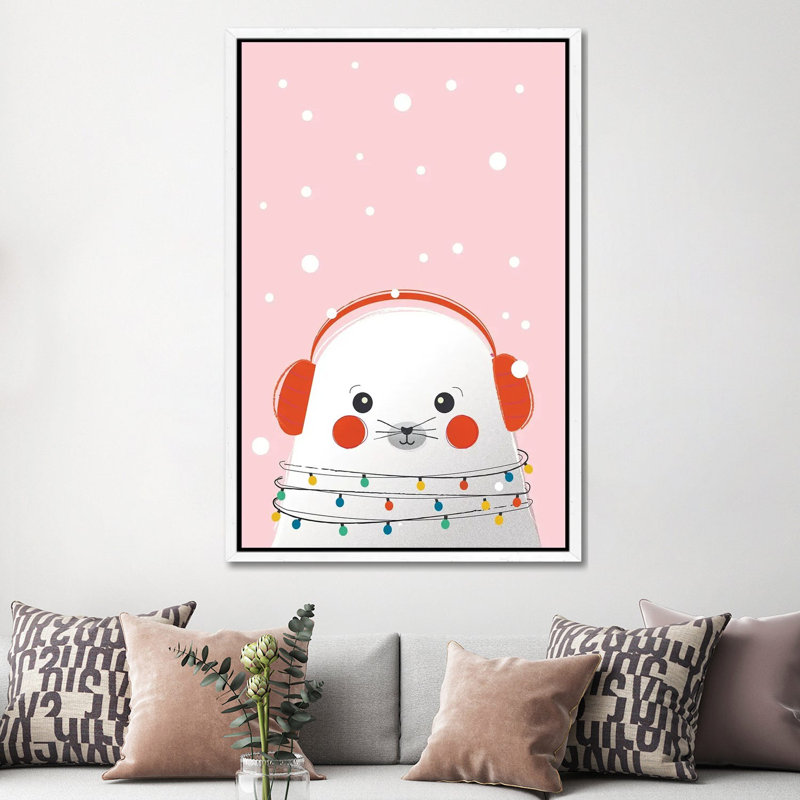Christmas Animals Cute Seal by Show Me Mars - Gallery-Wrapped Canvas Giclée on Canvas, White Framed, 152.5 cm H x 101.5 cm W