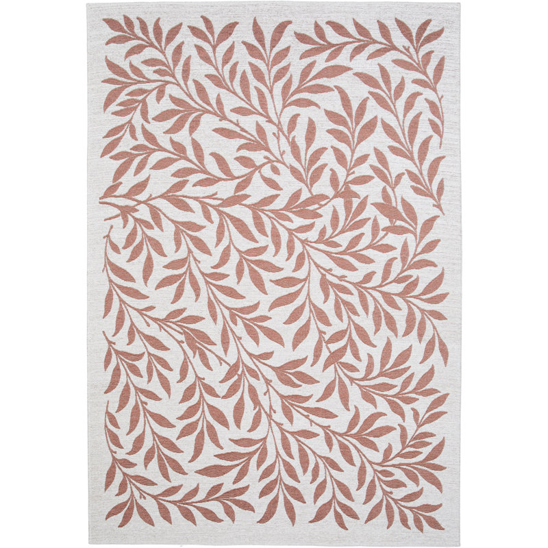 Floral Recycled P.E.T Area Rug, Rectangle 200 x 290 cm, Cream/Pink