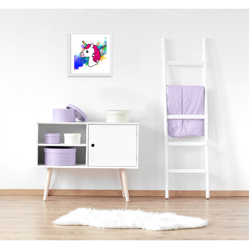 Art sur toile licorne arc-en-ciel, H 22,5 po x l 22,5 po x P 0,6 po, Encadré plat blanc