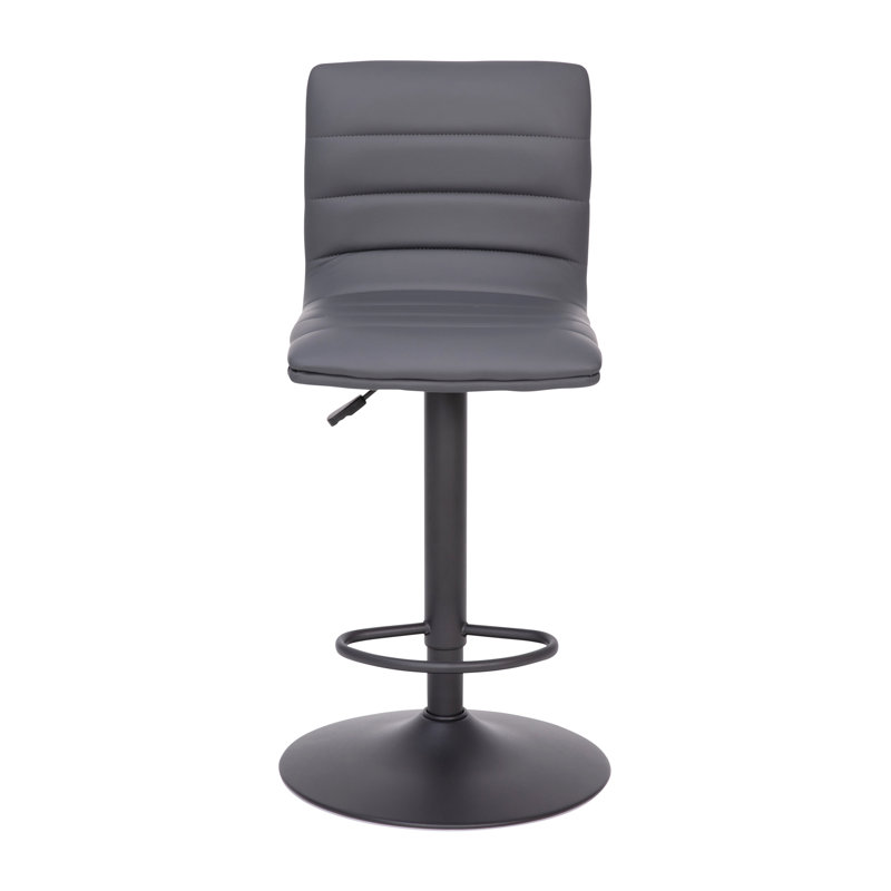 Gray Adjustable Swivel Bar Stool with Metal Frame