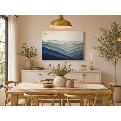 Blue Ridge Serenity - Misty Mountain Wood Panel Canvas Art